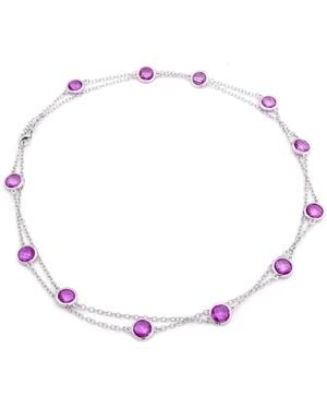 Gemstones Silver Necklace - Pink