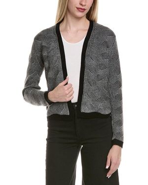 Sofiacashmere Two Tone Brioche Cable Wool & Cashmere-Blend Cardigan - Grey