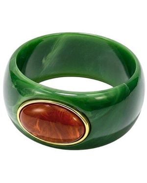 Liv Oliver 18K Plated Modern Bangle Bracelet - Green