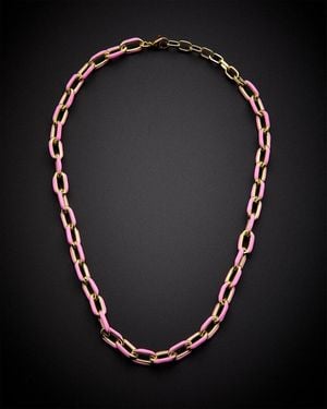 Juvell 18k Plated Enamel Link Necklace - Black