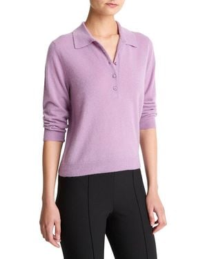 Vince Cashmere & Silk-Blend Polo Sweater - Purple