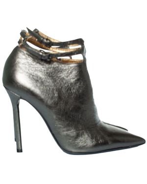 Bottega Veneta Leather Metallic Leather Ankle Boot (Authentic Pre- Loved) - Gray