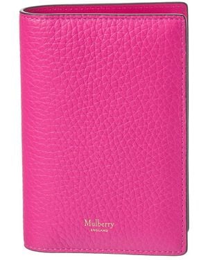 Mulberry Logo Plaque Leather Passport Case - Pink