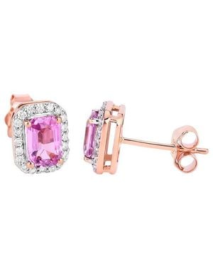 Diana M. Jewels Fine Jewellery 14k Rose Gold 1.46 Ct. Tw. Diamond & Pink Sapphire Studs