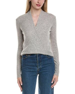 Sofiacashmere Modern Faux Wrap Wool & Cashmere-Blend Jumper - Grey