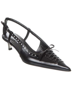 Versace Laced Pin-point Leather Slingback Pump - Black