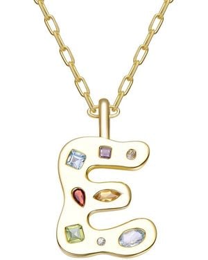 Genevive Jewelry 14K Plated Cz Alphabetical Necklace - Metallic