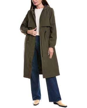 Tahari Amelia Long Raincoat - Green