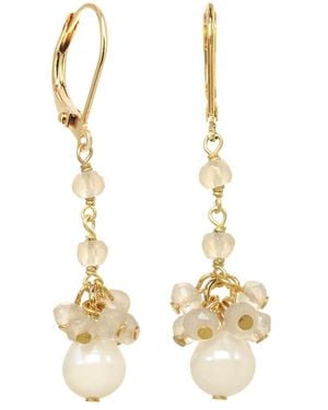 Rachel Reinhardt Jewelry 14k Vermeil White Chalcedony Linear Cluster Earrings - Metallic
