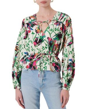 10 Crosby Derek Lam Breanna Gathered Linen-blend Top - Blue