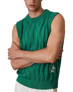 Reiss Santo Pointelle Knitted Top - Green