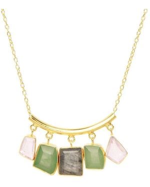Saachi Gemstone Drop Long Necklace - Metallic