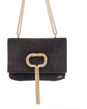 Roger Vivier Suede Club Chain Tassel Clutch (Authentic Pre-Loved) - Black