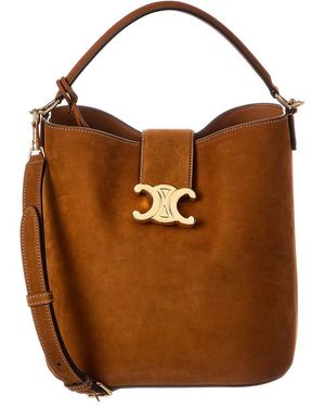 Celine Louise Medium Leather Bucket Bag - Brown