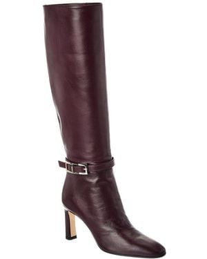 Sergio Rossi Nora 80 Leather Knee-High Boot - Red