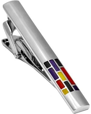 Hart Schaffner Marx Hsm Rhodium Plated Enamel Tie Bar - Metallic