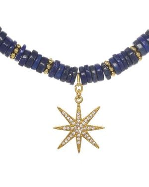 Rachel Reinhardt Jewelry Coastal Blues 14K Over Lapis Cz Star Pendant Necklace