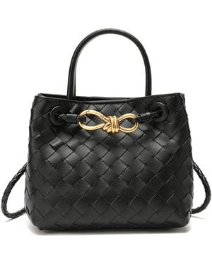 Tiffany & Fred Paris Woven Leather Top Handle Crossbody - Black