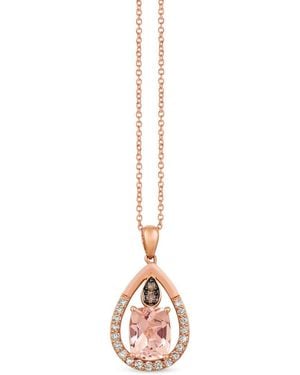 Le Vian Peach Morganite 14K Rose 2.63 Ct. Tw. Diamond & Morganite Pendant - Metallic