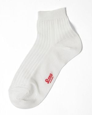Stems Silky Rib Quarter Socks - White