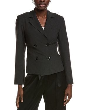 Ganni Drapey Melange Fitted Double Breasted Blazer - Black