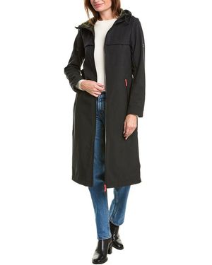 HUNTER Crown Longline Belted Velour Bonded Coat Crown Longline Belted Velour Bonded Coat - Black