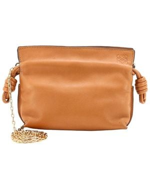 Loewe Sheep Leather Flamenco Knot Chain Clutch Nano (Authentic Pre- Loved) - Brown