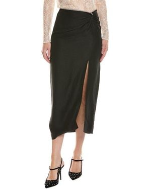 Sandro Linen-Blend Midi Skirt - Green