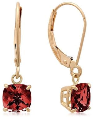 MaxColor 10k 1.90 Ct. Tw. Garnet Earrings - Red