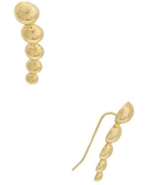 Italian Gold 10K Graduated Beads Climber Earrings - Metallic