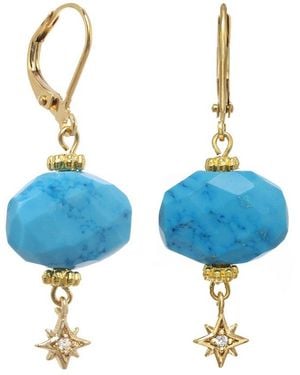 Rachel Reinhardt Jewelry 14k Plated Turquoise Cz Star Earrings - Blue