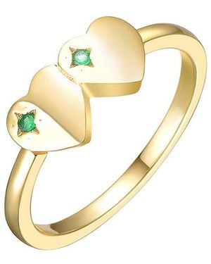 Rachel Glauber 14K Plated Cz Heart Ring - Metallic