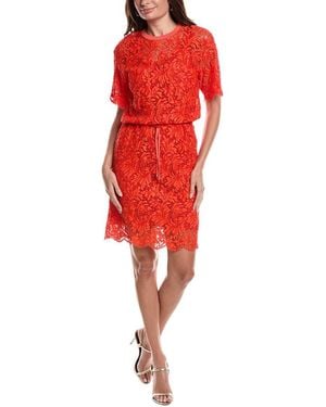 St. John Lace Midi Dress - Red