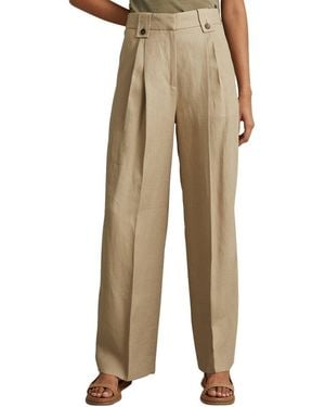 Reiss Leila Heavy Linen Wide Leg Trouser - Natural