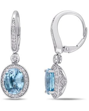 Diamond Select Cuts 14k 6.16 Ct. Tw. Diamond & Blue Zircon Earrings