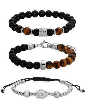 Eye Candy LA Liam 3pc Stackable Bracelet Set - White