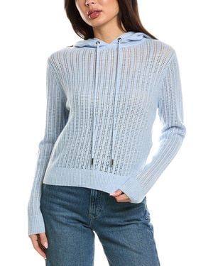 Brodie Cashmere Demi Ladder Cashmere Hoodie - Blue