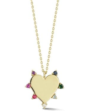Ember Fine Jewelry 14k 0.02 Ct. Tw. Diamond & Gemstone Heart Necklace - Metallic