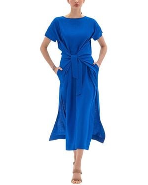 BGL Linen-Blend Midi Dress - Blue
