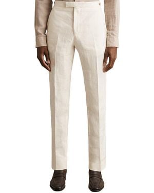 Reiss Park Herringbone Linen Trouser - Natural