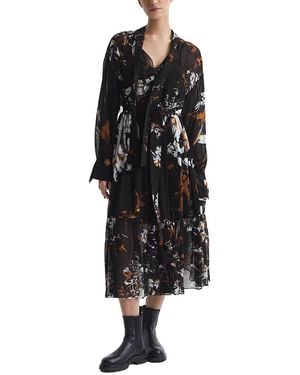 Reiss Charlotte Floral Midi Dress - Black