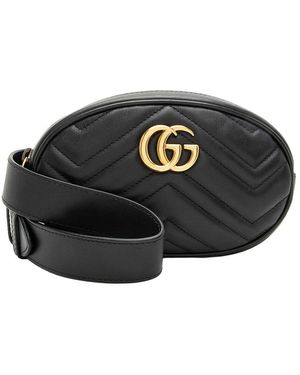 Gucci Black Matelasse Leather GG Marmont Belt Bag - Size 34 / 85 (authentic Pre-loved)