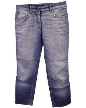 Dolce & Gabbana Distressed Raw-edge Cropped Jean, Size It 44 (authentic Pre- Loved) - Blue