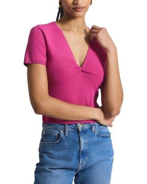10 Crosby Derek Lam Belle Compact Knit Twist Front Jumper - Pink