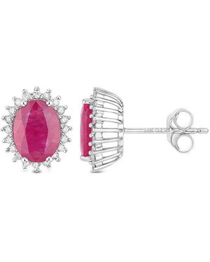 Diana M. Jewels 14K 3.14 Ct. Tw. Diamond & Ruby Earrings - Pink