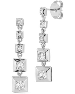 Chloe and Madison Jewellery Cz Graduated Drop Earrings - White
