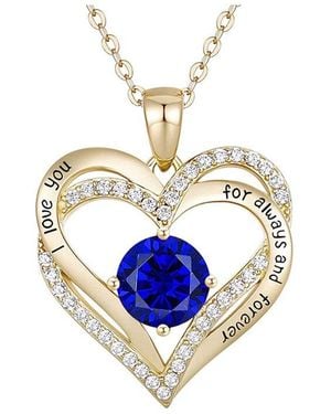 Genevive Jewelry 14k Plated "love" Pendant Necklace - Blue