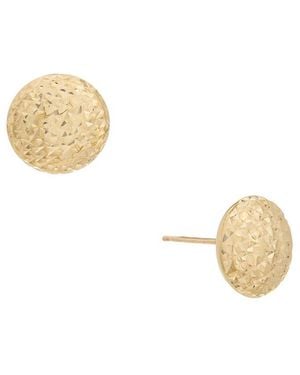 Italian Gold 10K 11Mm Button Stud Earrings - Metallic