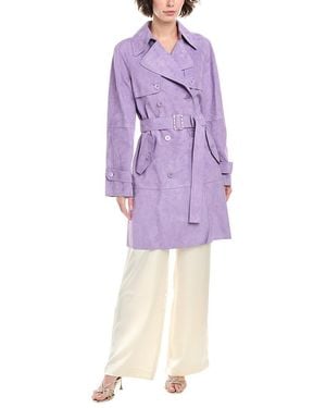Michael Kors Bonded Suede Trench Coat - Purple