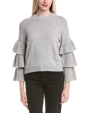 Autumn Cashmere Tiered Ruffle Sleeve Cashmere Jumper - Grey